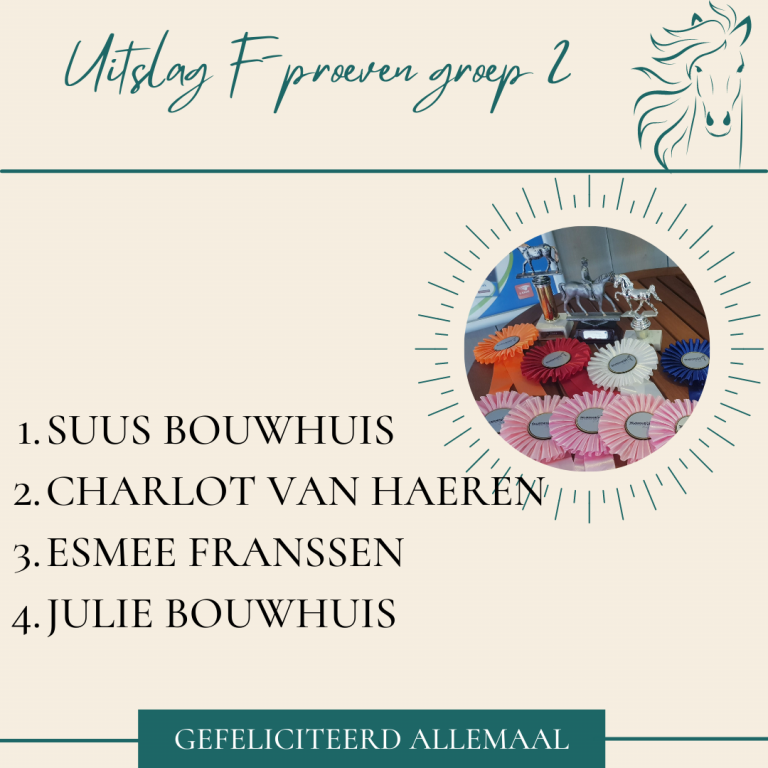 Uitslag F-proeven groep 2