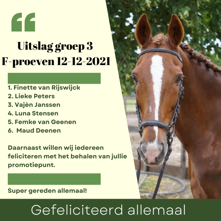 Uitslag F-proeven groep 3